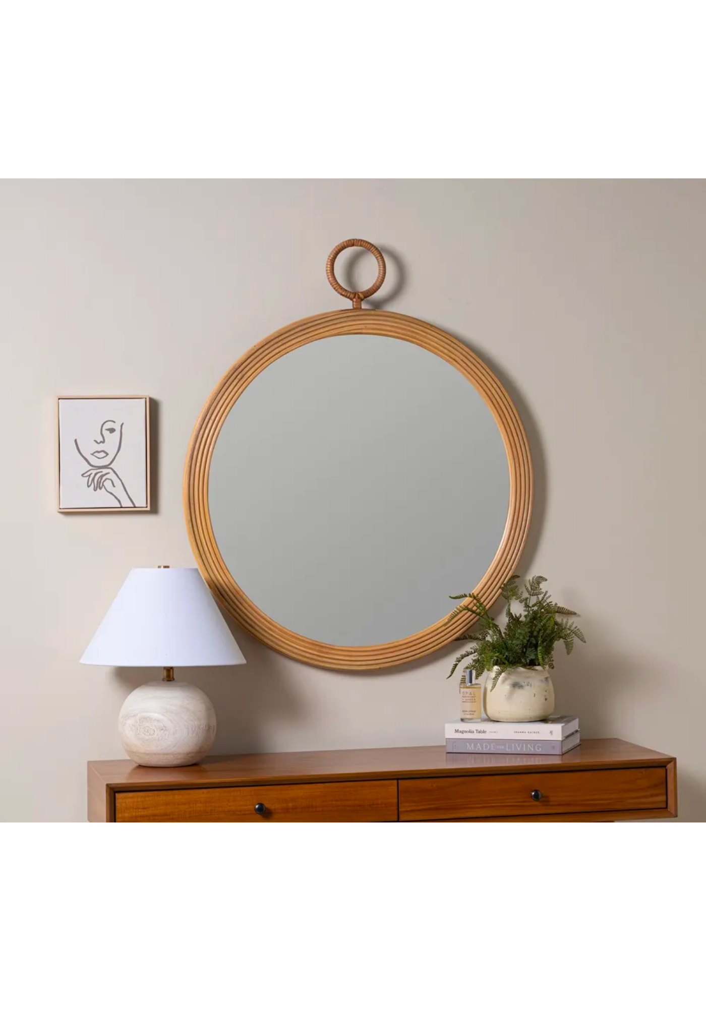 Rattan Ring Detailed Round Mirror