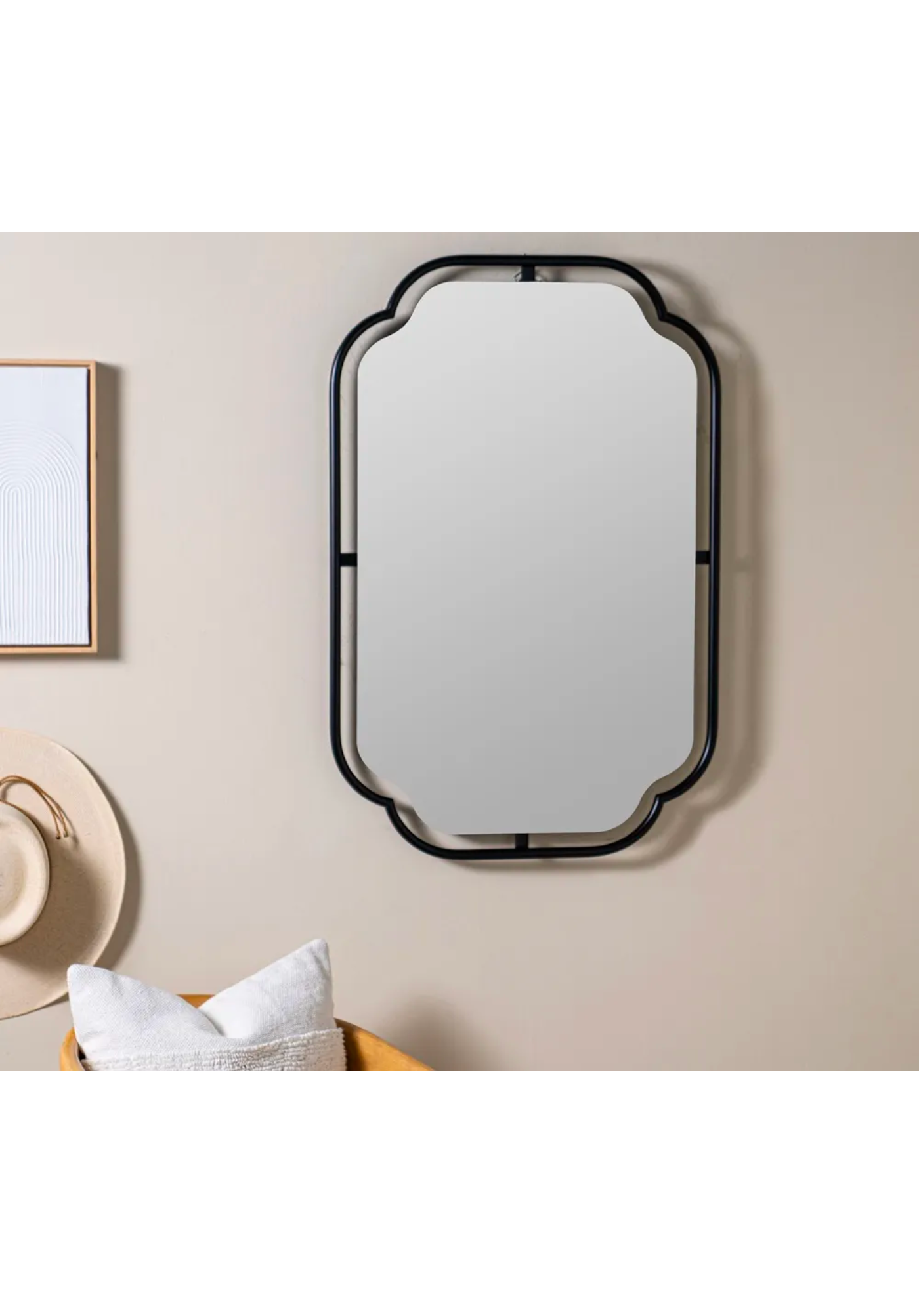 Oval Shaped Black Metal Mirror