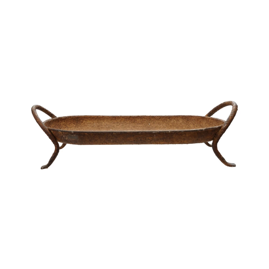 Rusted Metal Footed Tray