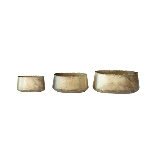 Metal Planters w/ Beaded Edge