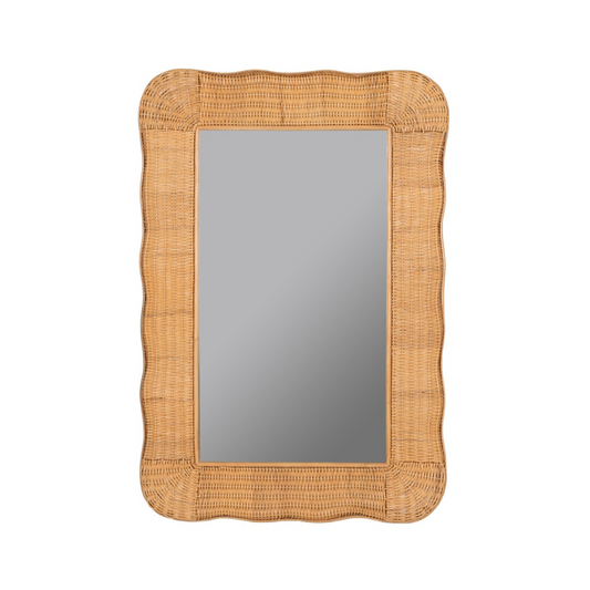 Wavy Rattan Wall Mirror
