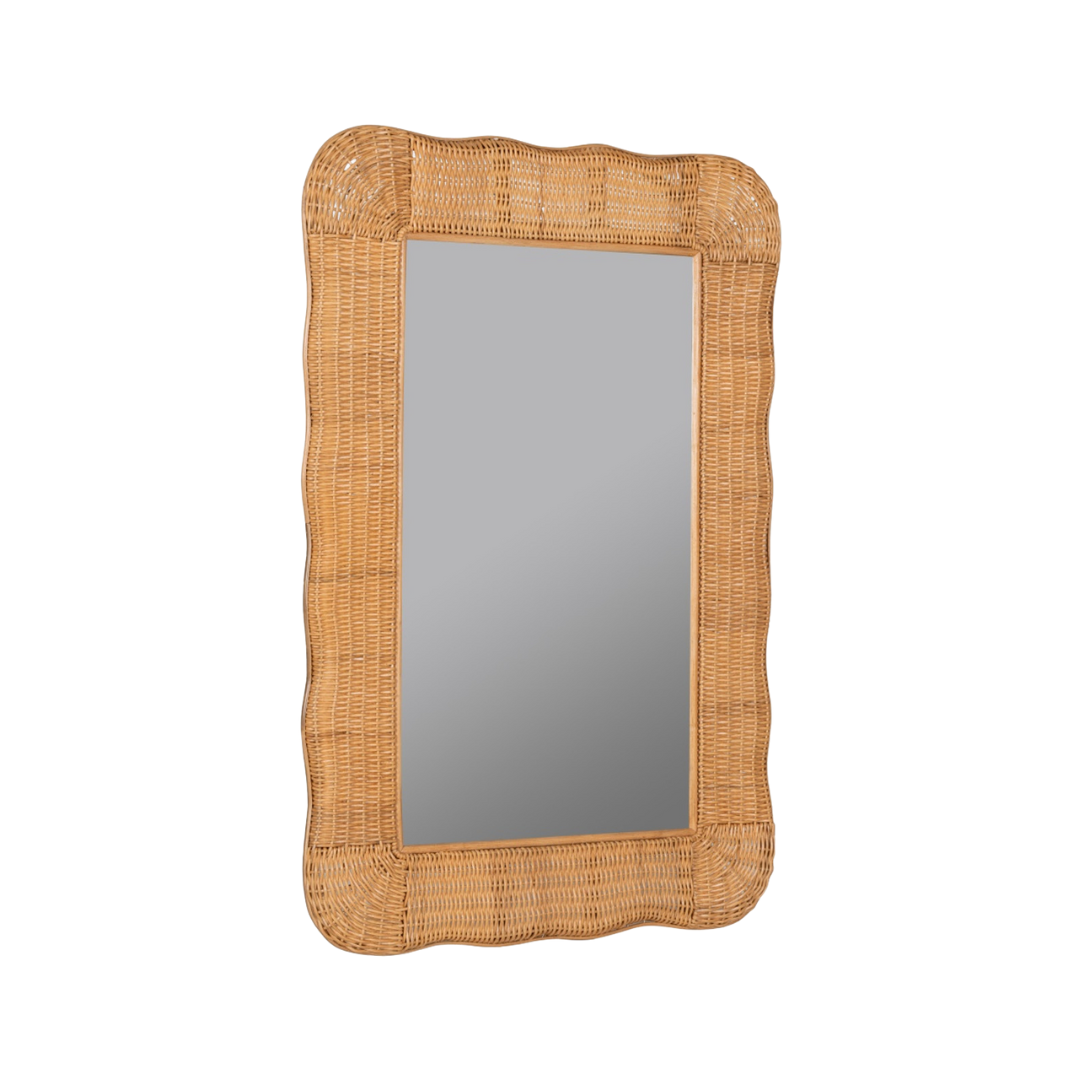 Wavy Rattan Wall Mirror
