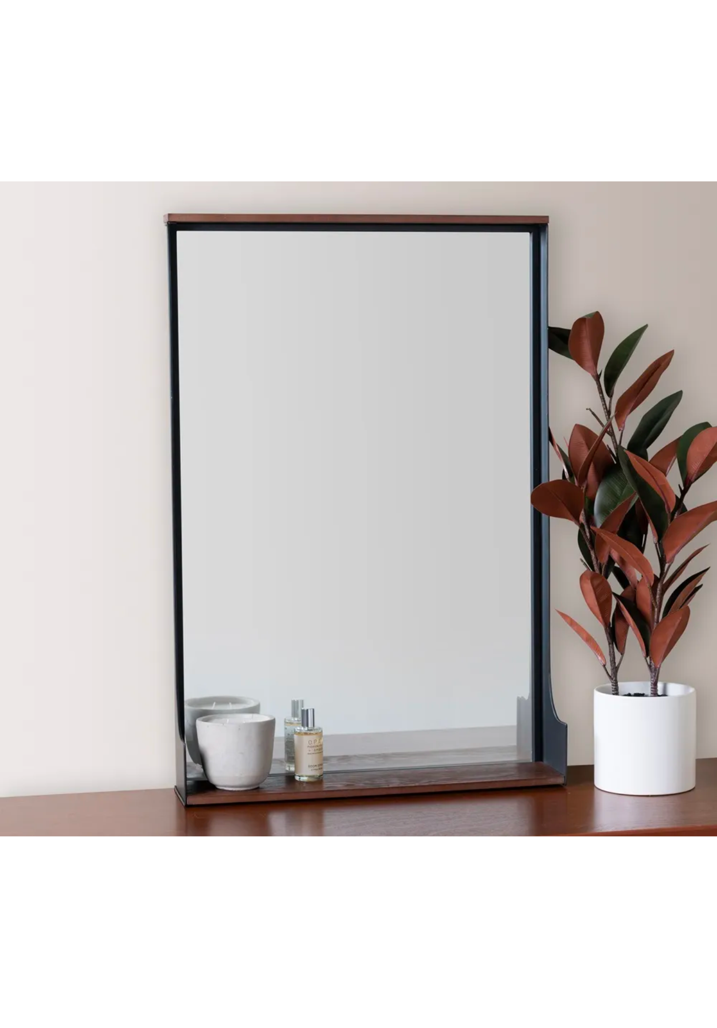 Black Mahogany Shelf Mirror