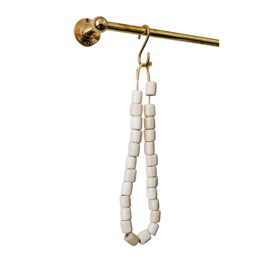 White Long Round Beads