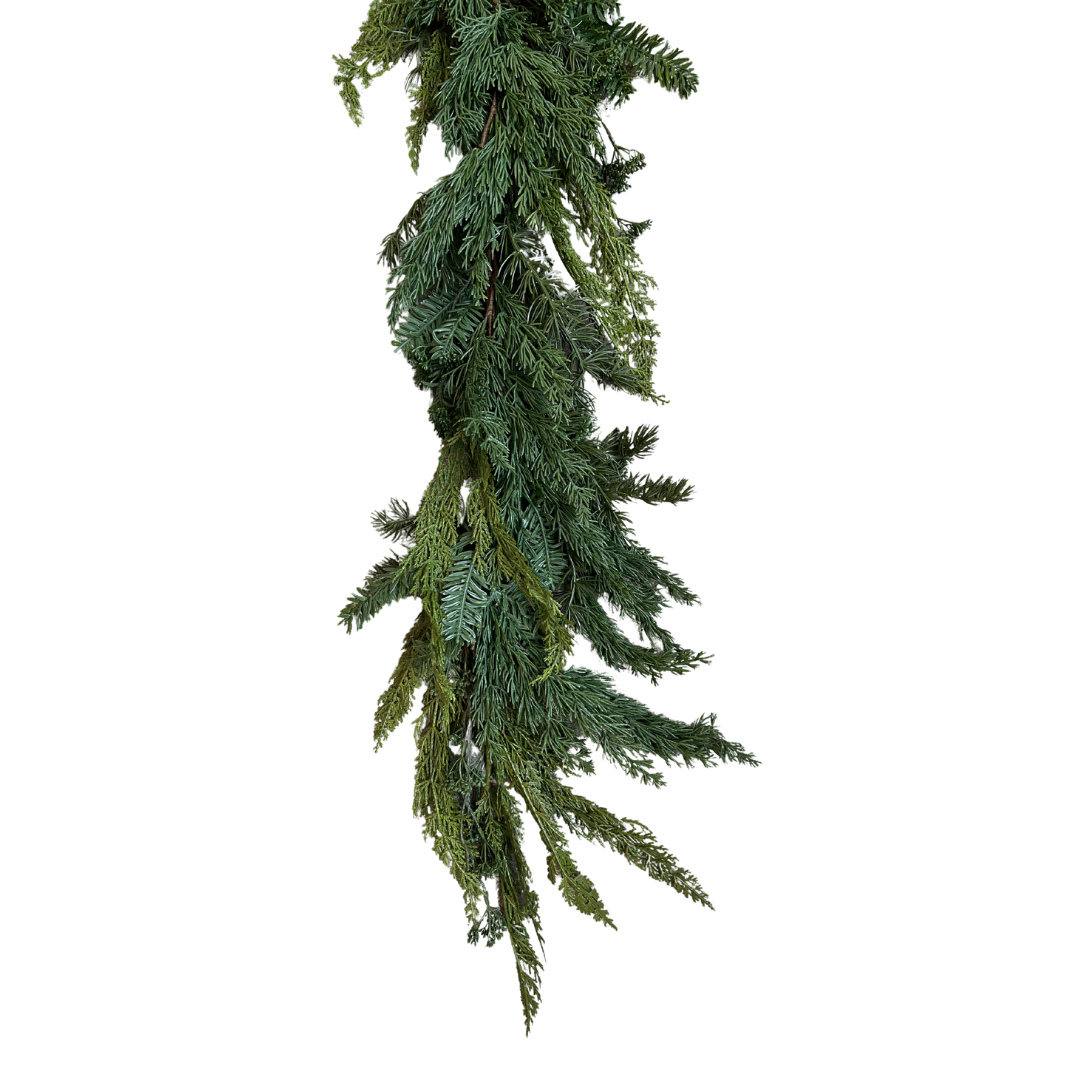 Real Touch Pine & Cypress Garland - 72"