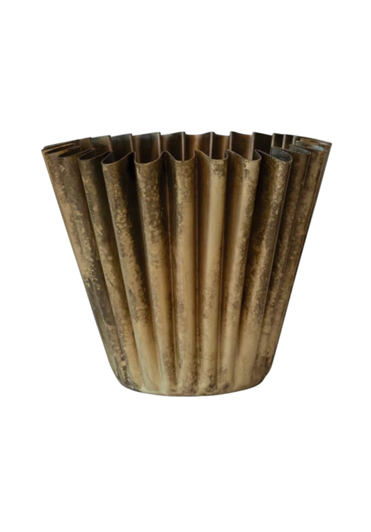Brass Fluted Metal Planter