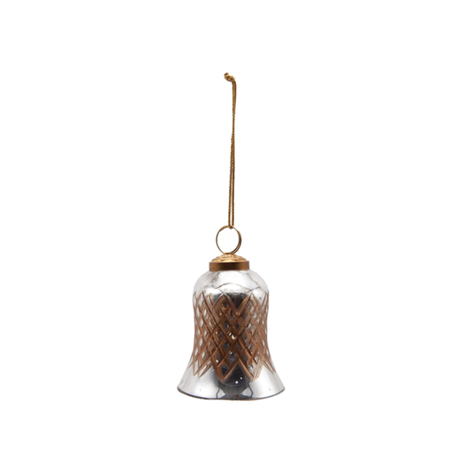 Hand-Painted Mercury Glass Bell Ornament