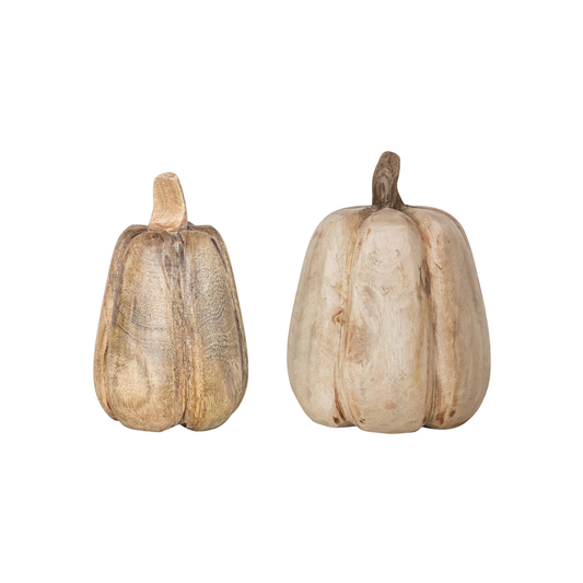 Carved Mango Wood Pumpkin