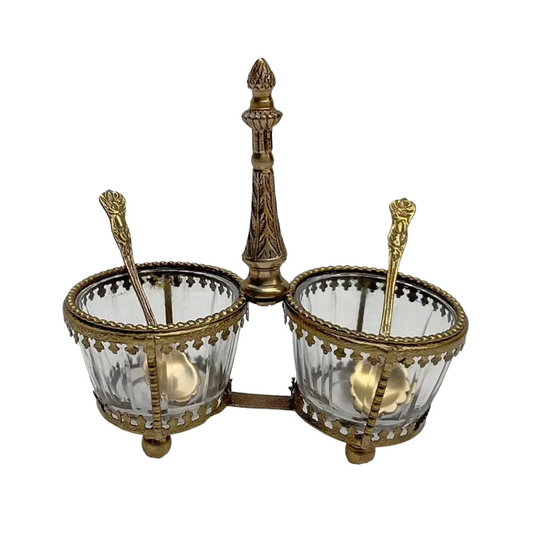 Vintage Style Salt Cellar With Spoons