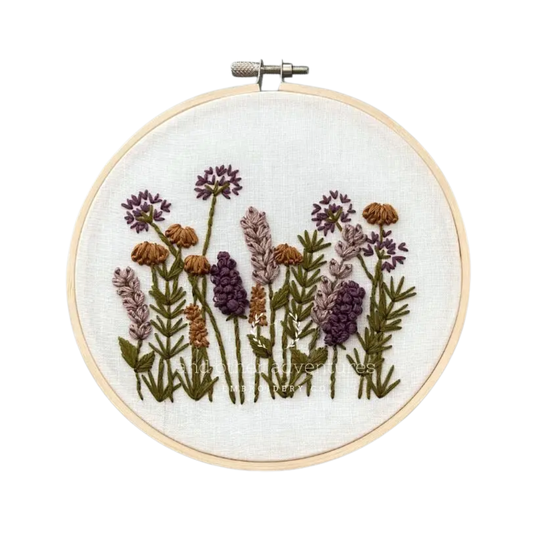 Hand Embroidery Kit - Meadow in Plum