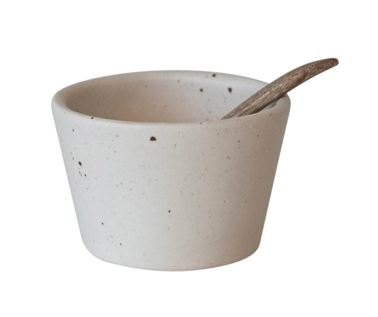 Stoneware Bowl with Spoon