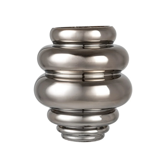 Ribbed Chrome Vase