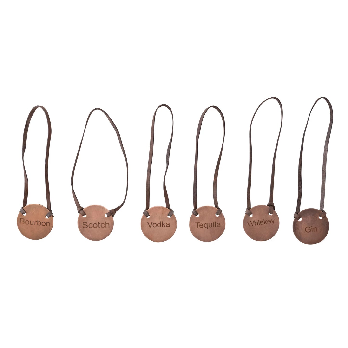Leather Tie Metal Bottle Tag