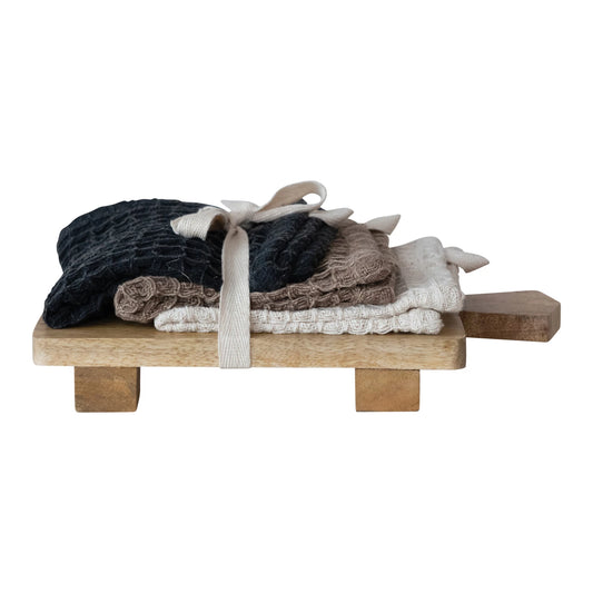 Waffle Weave Dish Cloths with Cutting Board