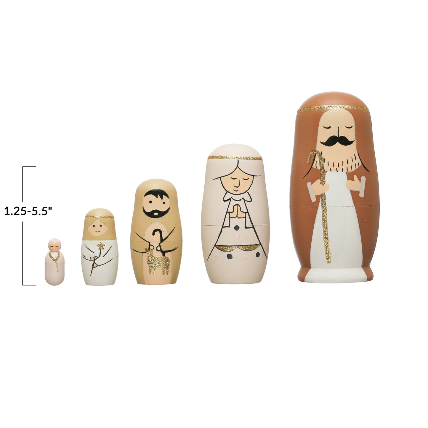 Wood Nativity Nesting Dolls