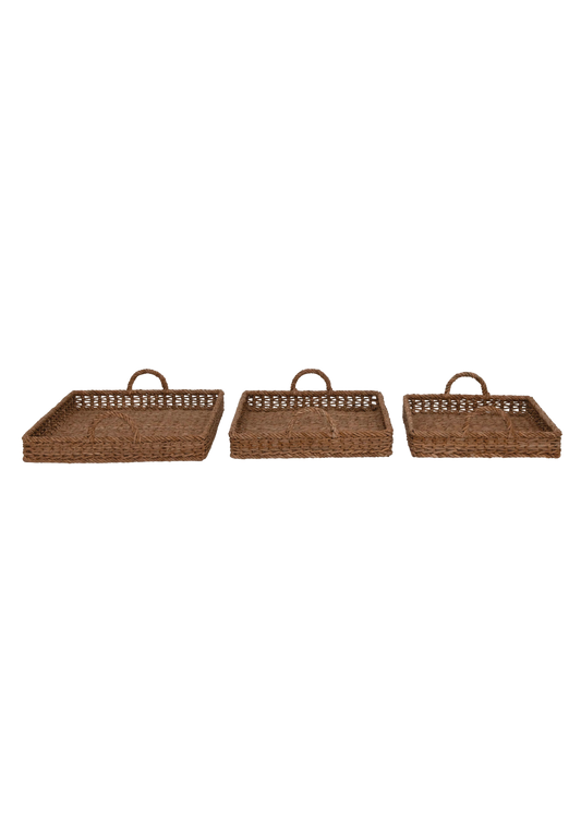 Hand-Woven Trays with Handles