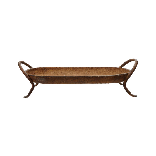 Rusted Metal Footed Tray