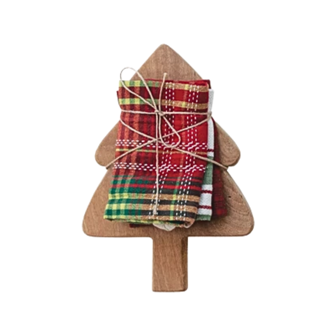 Woven Dish Cloths with Tree Cutting Board