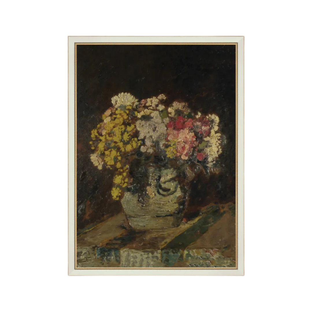 Vase of Pink & Yellow Flowersu