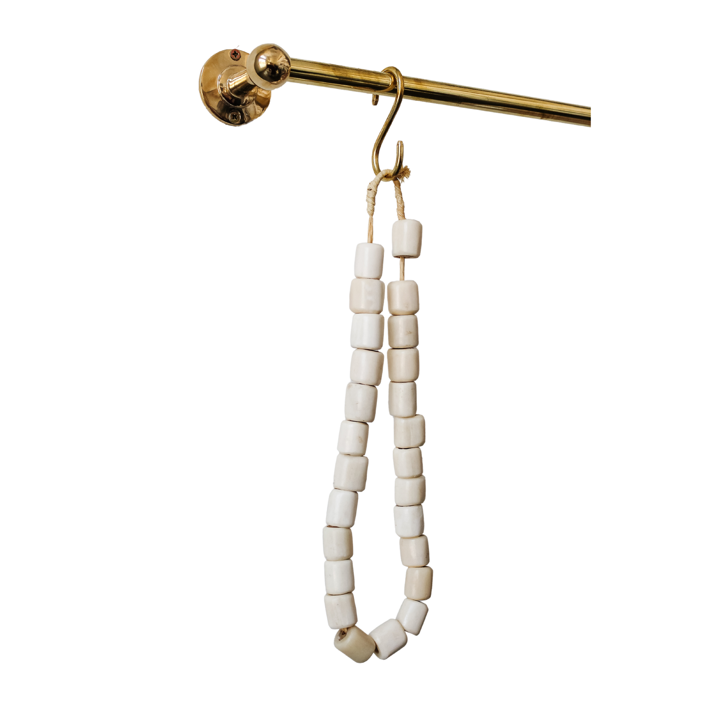 White Long Round Beads