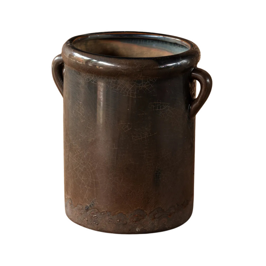 Smoked Glazed Pottery Crock