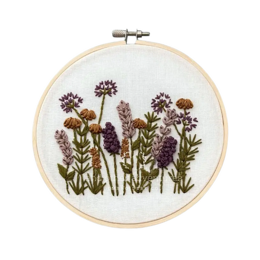 Hand Embroidery Kit - Meadow in Plum