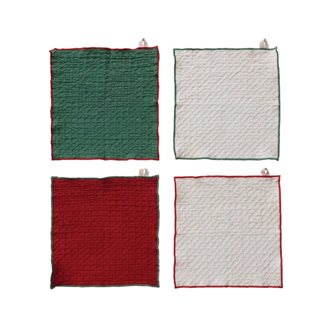 Holiday Waffle Weave Dish Cloths