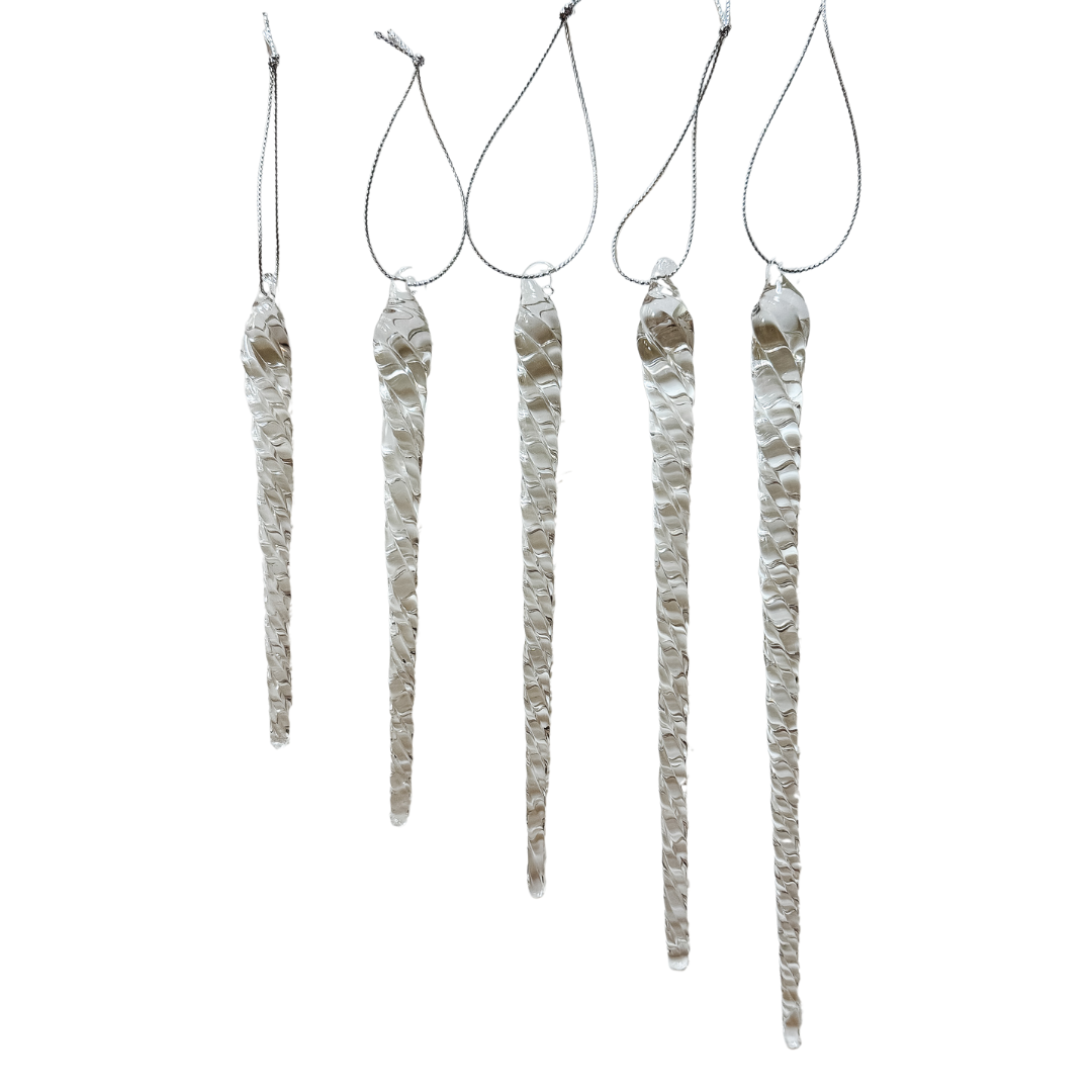 Glass Icicle Ornament Set of 10