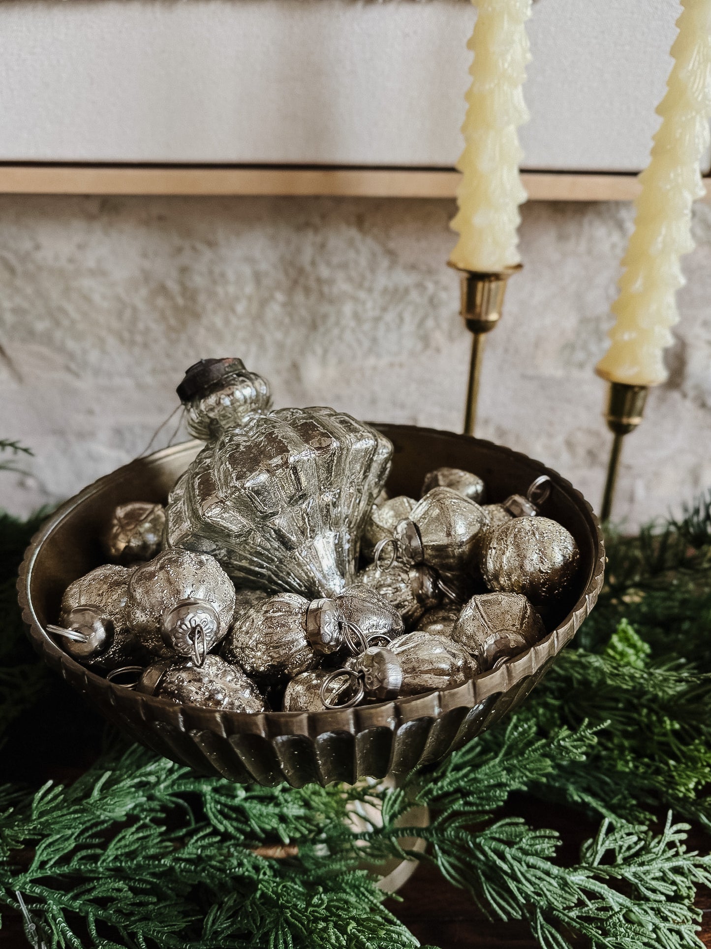 Embossed Mercury Glass Ornaments (Set of 36)