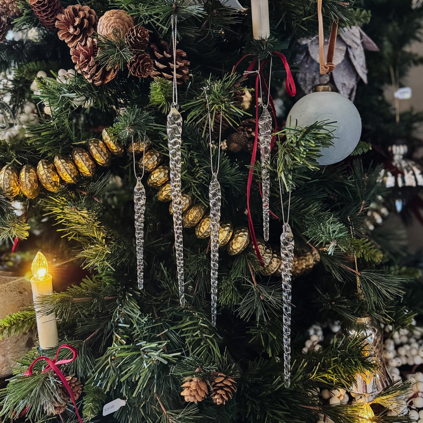 Glass Icicle Ornament Set of 10