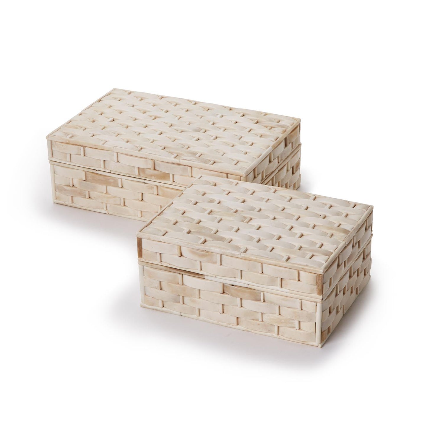 Basketweave Bone Boxes (Set of 2)