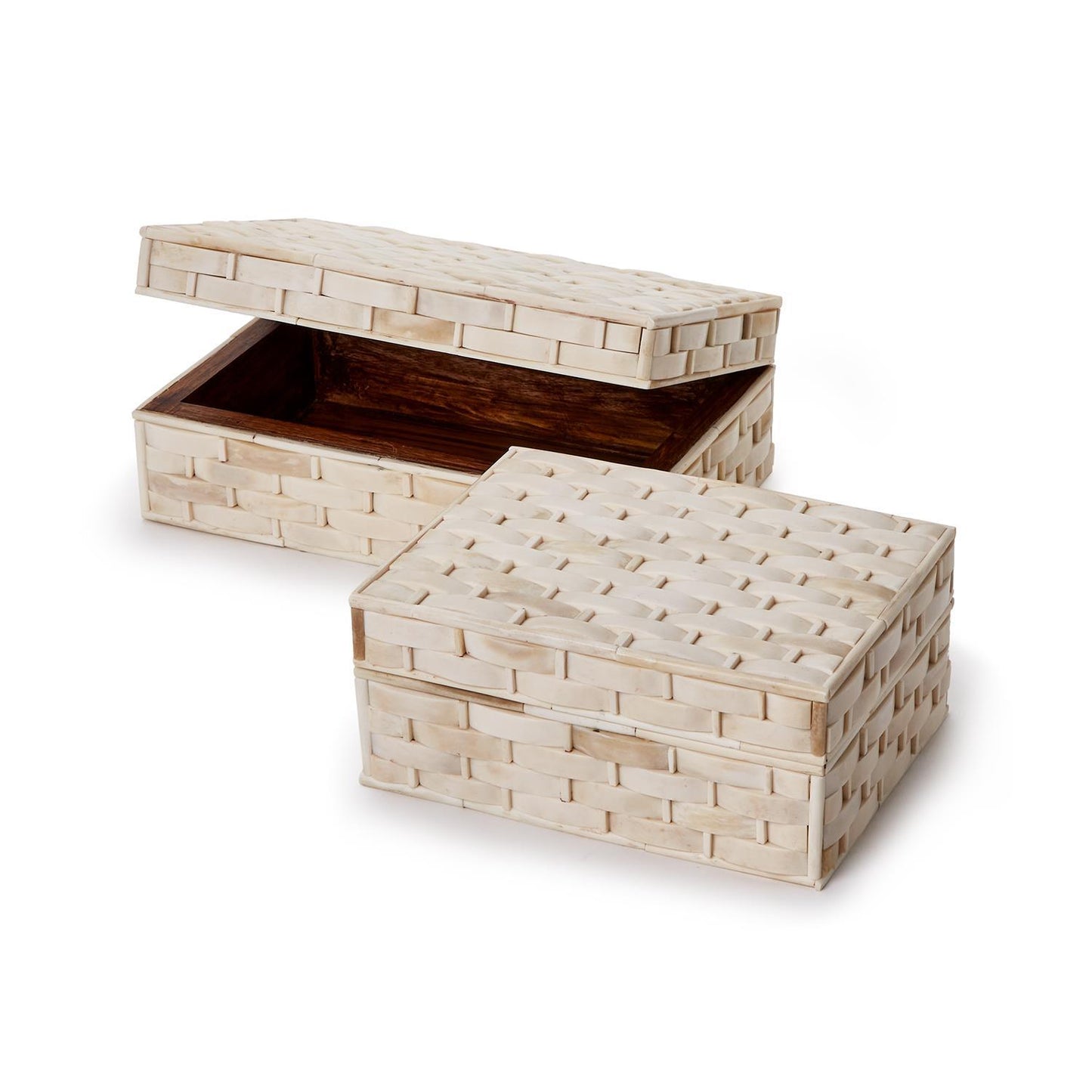 Basketweave Bone Boxes (Set of 2)